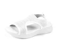 Women's Orthopedic Sport Sandals, Slingback Open Toe Ladies Summer Walking Sandals, Washable Mesh Upper Non Slip EVA Platform Sole Casual Sandals for Daily Travel Beach Wear, UK Sizes (White #1, 4)