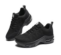 Womens Orthopedic Trainers Running Shoes Air Cushion Athletic Sports Lightweight Walking Sneakers Mesh Breathable Ladies Nursing Work Arch Support Plantar Fasciitis Jogging Shoes All Black UK 38