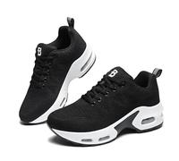 Womens Orthopedic Trainers Running Shoes Air Cushion Athletic Sports Lightweight Walking Sneakers Mesh Breathable Ladies Nursing Work Arch Support Plantar Fasciitis Jogging Shoes Black White UK 7