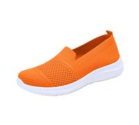 Women's Orthopedic Walking Shoes with Arch Support, Slip On Breathable Mesh Sneakers for Comfort and Pain Relief, Lightweight Wide Fit Cushioned Trainers for All-Day Wear, Non-Slip Sole Saffron