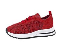 Womens Orthopedic Walking Trainers Women's Wide Fit Plantar Fasciitis Shoes Women's New Casual Comfortable Mesh Breathable Front Canvas Sports Casual Shoes for Sneakers Sneakers Size 7 (Red,5.5)