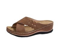 Womens Orthopedic Wedge Slide Sandals, Adjustable Strap Arch Support Non Slip Comfortable Summer Casual Walking Beach Holiday Mules Size 7