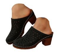 Women's Orthopedic Wedge T-Strap Comfort Sandal for Ladies, Solid Color Adjustable Ankle Strap Leather Summer Elegant Buckle Mid Heel Platform Closed Toe Shoes