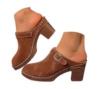 Women's Orthopedic Wedge T-Strap Comfort Sandal for Ladies, Solid Color Adjustable Ankle Strap Leather Summer Elegant Buckle Mid Heel Platform Closed Toe Shoes