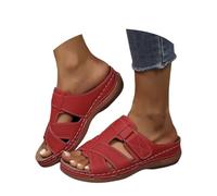 Womens Orthopedic Wedges Ankle Strap Wedge Sandals Women's Round Head Thick Bottom Hollow Out Wear Clip Toe Thick Bottom Slope Heel Slippers Pale Blue Sandals for Women Womens Sandles Size 8 (Red,4)