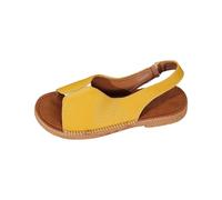 Womens Orthopedic Wedges Platform Wedge Sandals Women's Summer Retro Casual Hundred Sandals Female Comfortable Breathable Soft Bottom Roman Brown Leather Women Womens (Yellow,4)