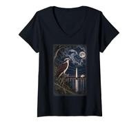 Women's Osprey Washington Monument DC Moon Bird Wildlife V-Neck T-Shirt