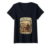 Women's OSTKIND Gemeinsam Stark Forever Vintage Moped Thuringia V-Neck T-Shirt