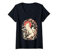 Women's Otaku Kawaii Anime Manga Samurai Ramen Y2K Cyberpunk Japan V-Neck T-Shirt