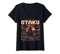 Women's Otaku Kawaii Anime Manga Samurai Ramen Y2K Cyberpunk Japan V-Neck T-Shirt