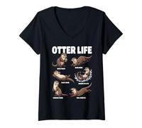 Women's Otter Life Funny Otter Lover Animal V-Neck T-Shirt