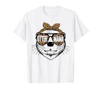 Womens Otter Mom Cute Leopard Otter Mama Mothers Day T-Shirt
