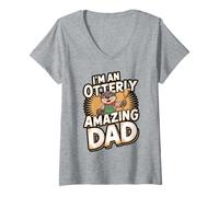 Womens Otterly Amazing Dad Humor V-Neck T-Shirt