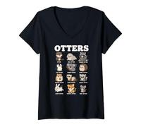 Women's Otters Funny Animal Nicknames Cute Zoo Cartoon Chart V-Neck T-Shirt
