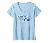 Women's Otters Otter Help Each Otter Funny Pun Kindness V-Neck T-Shirt