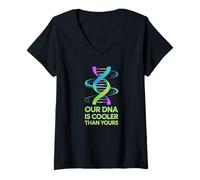 Womens Our DNA is cooler than yours, funny science identical twins V-Neck T-Shirt