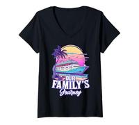 Womens Our Family's Journey Quote Family Cruise Ship Family Holiday V-Neck T-Shirt