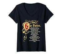 Womens Our Father Who Art in Heaven Prayer Catholic V-Neck T-Shirt
