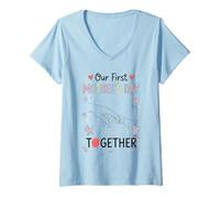 Women's Our First Mother's Day Together First Time Mom New Mama V-Neck T-Shirt