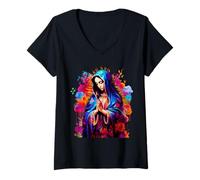 Womens Our Lady of Guadalupe Saint Virgin Mary V-Neck T-Shirt