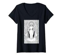 Women's Our Lady of Lourdes Immaculate Conception Mary Catholic V-Neck T-Shirt