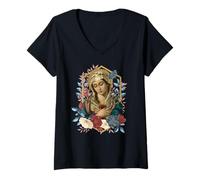 Womens Our Lady of Sorrows Seven Dolours Piety Mother Mary Catholic V-Neck T-Shirt