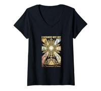 Women's Our Lady The Blessed Mother Latin Marian Titles Catholic V-Neck T-Shirt