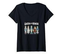 Women's Our Lady The Blessed Mother Latin Marian Titles Catholic V-Neck T-Shirt
