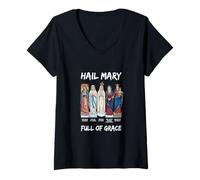 Women's Our Lady The Blessed Mother Latin Marian Titles Catholic V-Neck T-Shirt