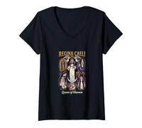 Women's Our Lady The Blessed Mother Latin Marian Titles Catholic V-Neck T-Shirt