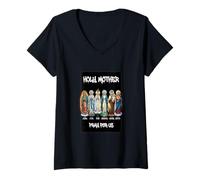 Women's Our Lady The Blessed Mother Latin Marian Titles Catholic V-Neck T-Shirt