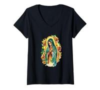 Womens Our Lady Virgen De Guadalupe Virgin Mary V-Neck T-Shirt