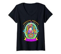 Womens Our Lady Virgen of Guadalupe Cartoon Saint Virgin Mary V-Neck T-Shirt