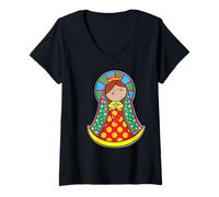 Womens Our Love Lady of Guadalupe Cartoon Virgin Mary Catholic V-Neck T-Shirt