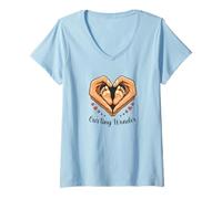 Womens Our Tiny Wonder Sweet Baby Feet Newborn Mom Heart Hands V-Neck T-Shirt