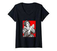 Women's Out Damned Dot Lady Macbeth Mahjong Shakespeare Humor Funny V-Neck T-Shirt