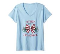 Womens Out Here Lookin' Like A Snack Holiday V-Neck T-Shirt