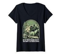 Womens Out of Breath Hiking Society Funny Hiking Quote V-Neck T-Shirt