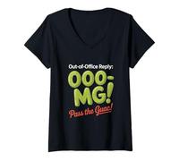 Womens Out of Office Reply OOOMG Pass the Guac Labor Day V-Neck T-Shirt