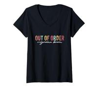 Womens Out-of-Order Migraine Brain Chronic Pain Warrior Headache V-Neck T-Shirt