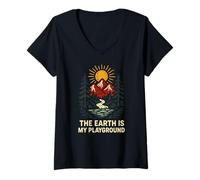 Womens Outdoor Creation Earth is My Playground Vintage Mens Faith V-Neck T-Shirt