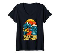 Womens Outdoors Take The Dirt Path Vintage Mens Christian Faith V-Neck T-Shirt