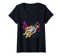 Women's Outer Oasis Astronaut Retro Space Adventure V-Neck T-Shirt