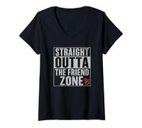 Womens Outta The Friend Zone Funny Wedding V-Neck T-Shirt
