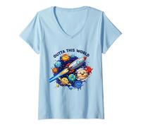 Women's Outta This World. Cute Planet Space Lover, Astronaut Galaxy V-Neck T-Shirt