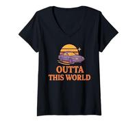 Women's Outta This World - Vintage Retro 80s Car V-Neck T-Shirt