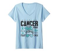 Womens Ovarian Cancer Awareness Month Survivors of Ovarian Cancer V-Neck T-Shirt