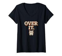 Womens Over It Angry Cat V-Neck T-Shirt