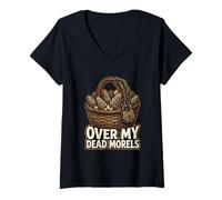 Women's Over My Dead Morels Funny Mushroom Foraging V-Neck T-Shirt