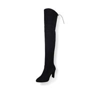 Women's Over-The-Knee Boots Autumn Winter High Heel Side Zipper Fashion Thick European Style Long Boots For Ladies (Black, 4)